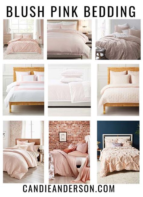 Blush Bedding Bedroom Ideas, Tuffed Headboard, Layered Bedding Ideas, Blush Pink Bedding, Blush Bedding, Best Blush, Bedding Ideas, Blogger Design, Bedding Essentials