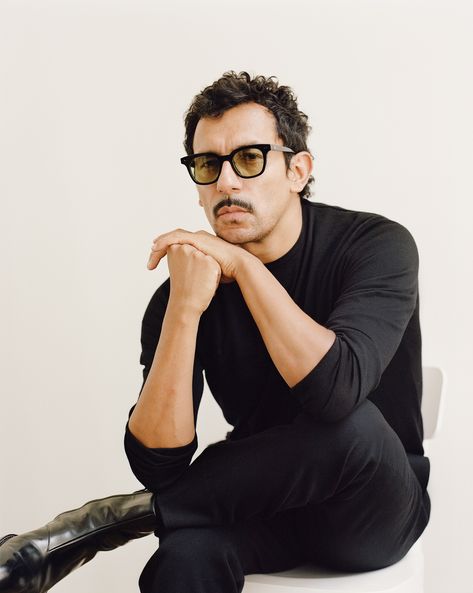 Inside the nomadic mind of fashion’s most romantic designer. Male Portrait Poses, Berlin Film Festival, Gq Style, Man Photography, Business Portrait, Haider Ackermann, Wearing Glasses, Male Poses, Photography Poses For Men