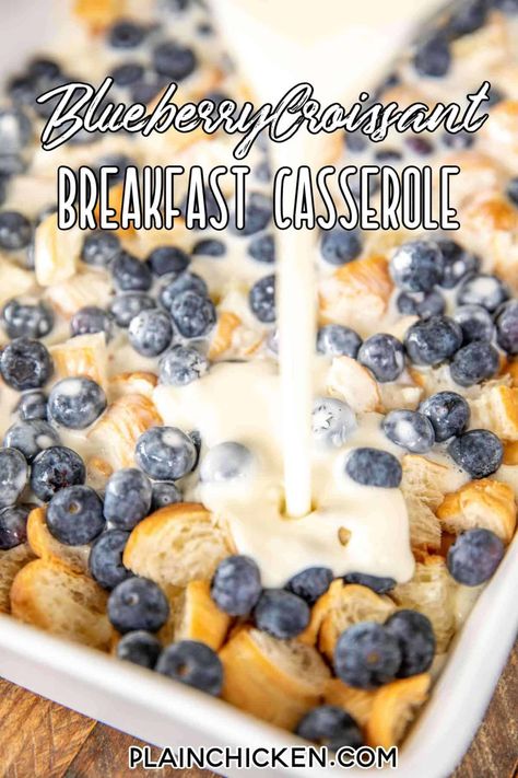 Honey Ham Biscuit Sliders, Breakfast Casserole With Crescent, Breakfast Casserole With Crescent Rolls, Casserole With Crescent Rolls, Blueberry Croissant Bake, Fruit Salad With Cream, Blueberry Breakfast Casserole, Blueberry Croissant, Croissant Breakfast Casserole