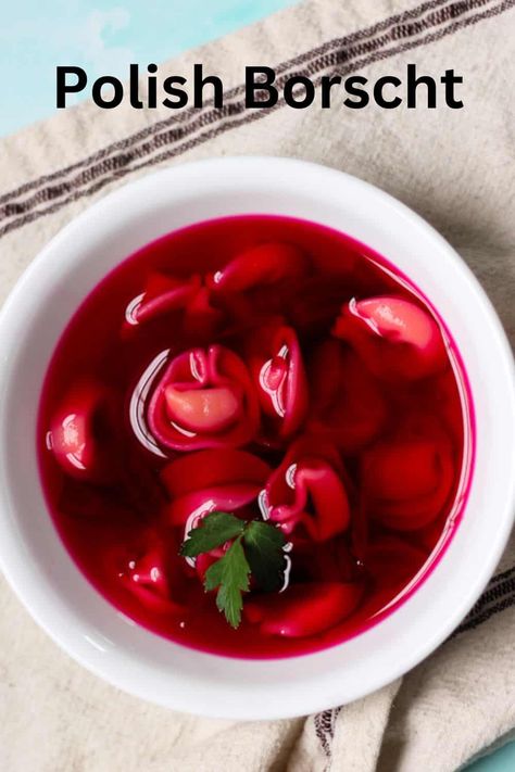 Polish Red Borscht (Barszcz Czerwony) Beets Carrots, Sour Cream Substitute, Borscht Soup, Raw Beets, Beet Soup, Fresh Beets, Boiled Chicken, Dried Mushrooms, Best Vegan Recipes