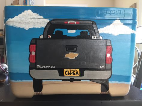 Beach weekend cooler! #kappasigma #fraternity #beachweekend Country Frat Cooler, Lake Havasu Frat Cooler, Frat Beach Weekend Cooler, Nashville Formal Cooler, Beach Weekend Cooler, Painted Coolers For Guys, Ka Cooler, Cooler Painting Ideas, Frat Coolers Ideas