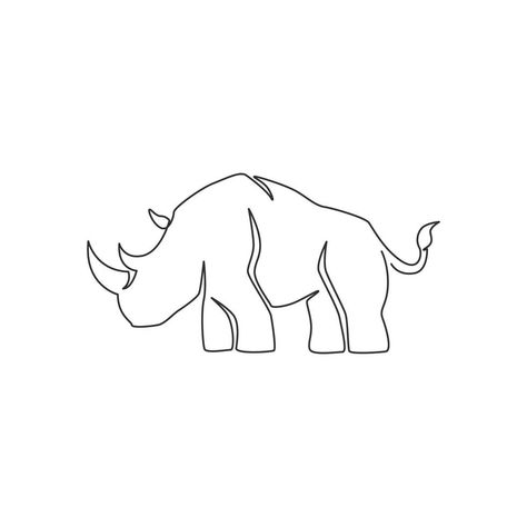 Rhinoceros Tattoo, Rhino Head Tattoo, Rhino Outline Tattoo, Rhino Line Art, Rhino Vector Illustration, Rhino Animal, African Rhino, Continuous Line Drawing, Continuous Line