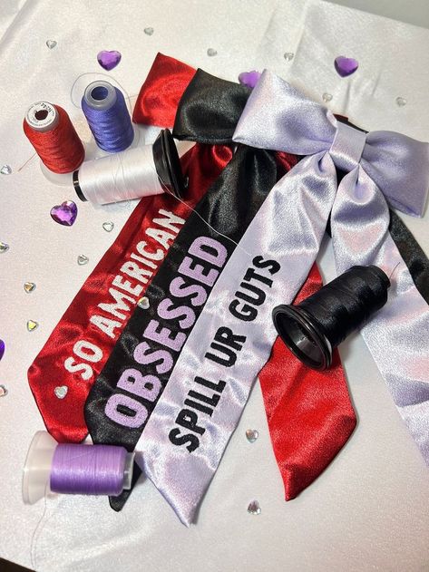 Guts Outfit, Bow For Hair, Olivia Rodrigo Concert, Olivia Song, Teen Sleepover, Olivia Lyrics, Concert Makeup, Olivia + Core + Aesthetic, Embroidered Bow