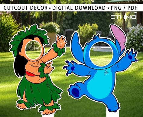 Lilo and Stitch Character Cardboard Cutouts Selfie Party Decorations Take Your Party to Another Level Party Supplies Frame Selfie - Etsy Stitch Disney Decorations, Lilo And Stitch Photo Booth, Stitch Disney Party Ideas, Lilo Birthday Party, Stitch Bday Party, Fiesta Lilo Y Stitch, Stitch Decorations Party, Lilo And Stitch Decorations, Lilo And Stitch Party Ideas