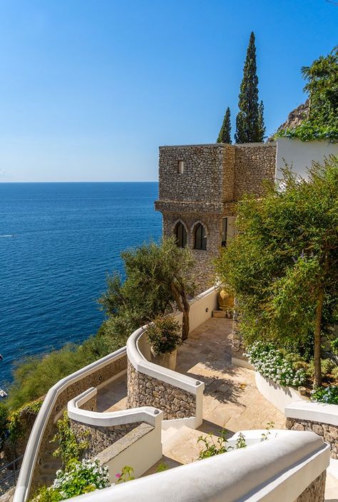 Gardens and terraces - a breathtaking pathway - Borgo Santandrea Amalfi : Borgo Santandrea Borgo Santandrea, Myrtle Tree, Aromatic Plant, Private Beach, Coastal Landscape, Plant Species, Lush Garden, Mediterranean Sea, The Mediterranean