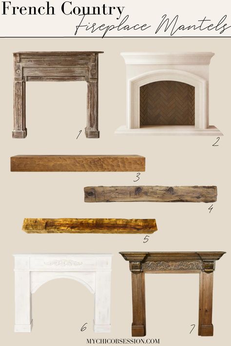 Diy French Fireplace Surround, French Country Fireplace Mantle, French Country Fireplace Mantel, French Country Fireplace Ideas, Cottage Fireplace Ideas, French Country Mantle, French Country Fireplace, French Fireplace Mantel, Faux Stone Fireplaces