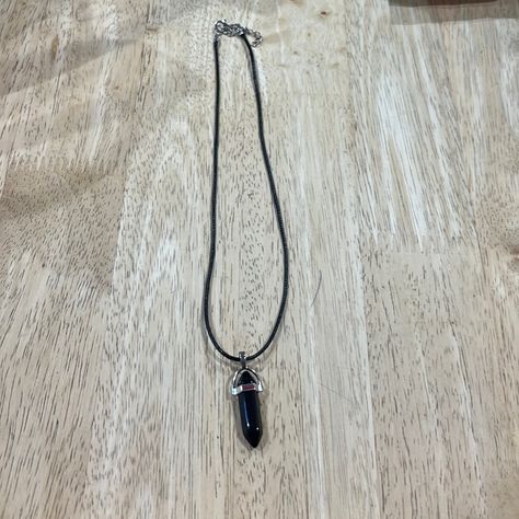 Minimalist Black Crystal Necklace As A Gift, Black Metal Crystal Necklaces As Gift, Black Crystal Necklace For Gift, Crystal Necklace Black Cord, Black Crystal Pendant Necklaces For Meditation, Crystal Necklace Black, Black Crystal Necklace, Pendant Necklace Simple, Magic Symbols