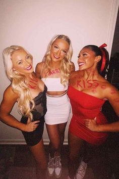 :#fashion#style#outfitinspiration#beauty Cute Party Costumes, Halloween Costumes Women 3 Friends, Halloween Costumes Party Outfits, Kiss Marry Kill Halloween Makeup, 3 Costume Ideas Group, Kiss Marry Kill Makeup, Easy Funny Costumes, Kiss Mary Kill Costume Trio, College Halloween Costume Ideas Group