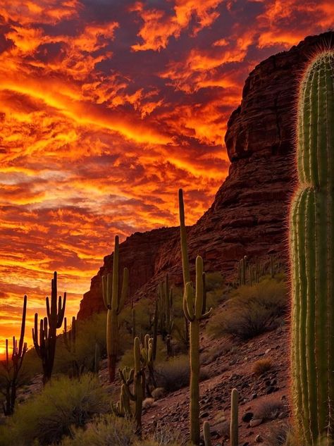 Epic sunset in the Arizona desert Arizona Sunrise, Sunset Paintings, Arizona Aesthetic, Desert Pictures, Earth Beauty, Sonora Desert, Desert Aesthetic, Arizona Sunset, Arizona Photography