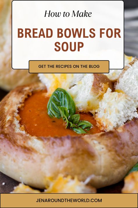 It is officially soup season around here so I am going to show you how to make bread bowls for soup. Having soup in a regular soup bowl is great, but when you make a hearty soup like my tomato basil soup, you want to serve it in a beautiful hollowed-out bread bowl. Bread Bowls For Soup, Soup In Bread Bowl, Bread Bowl Soup, Comfort Pasta Dishes, Bowl Meals, Beautiful Bread, Comfort Soup Recipes, Make Bread, Basil Soup