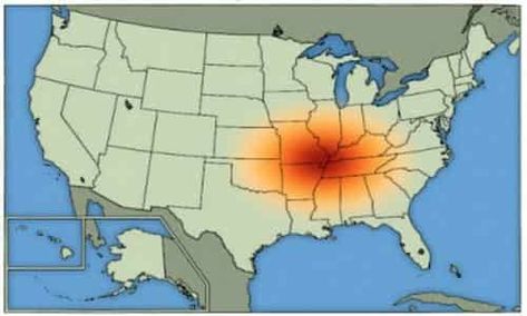 The New Madrid fault seismic zone is six times larger than the more famous San Andreas fault zone in California, and it covers portions of Illinois, Indiana, Ohio, Missouri, Arkansas, Kentucky, Tennessee and Mississippi. Map Of United States, New Madrid, San Andreas Fault, Journal Article, United States Map, Usa Map, Earth Science, Wall Street Journal, Wall Street