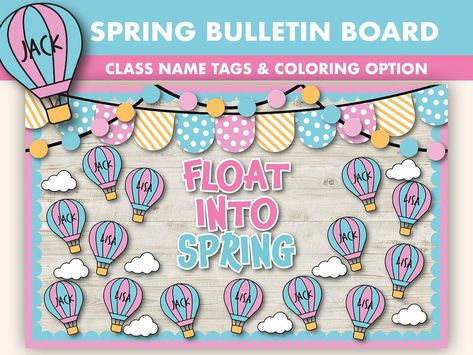 Hot Air Balloon Bulletin Board, Balloon Bulletin Board, Hot Air Balloon Classroom Theme, April Bulletin Boards, Spring Classroom Door, Balloon Door, Board Themes, Class Bulletin Boards, Bulletin Boards Theme