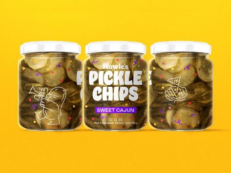 Pickle Branding, Pickle Brands, Candied Jalapenos, Pickle Chips, Food Branding, Jar Design, Pickle Jars, Food Concept, Food Packaging Design