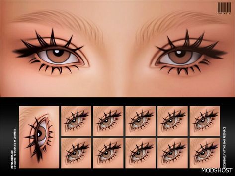 Download Eyeliner with 2D Eyelashes N328 for Sims 4 at ModsHost NOW! The colors and shapes of the content you download change depending on the eye mask you use, your skin color, and your eye shape. Recoloring is not allowed. #gaming #makeup #sims #sims4cc #videogames #female #mods Sims 4 Makeup, Butterfly Eyes, White Eyelashes, Makeup Cc, Sims 4 Anime, The Sims 4 Packs, Sims 4 Cc Makeup, Sims 4 Body Mods, Sims 4 Cc Skin