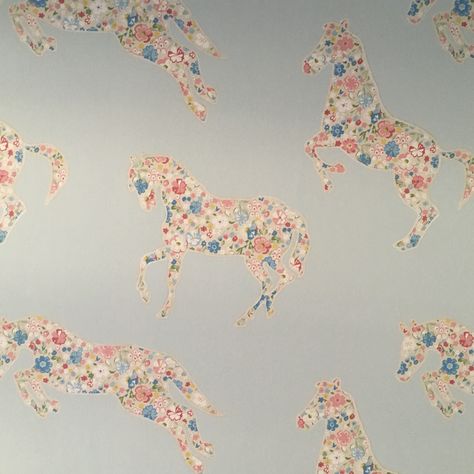 Pretty ponies by Sanderson wallpaper for nursery Sanderson Wallpaper, Wallpaper For Nursery, Nursery Wallpaper, Ponies, Nursery, Home Decor Decals, Home Decor, Art, Home Décor