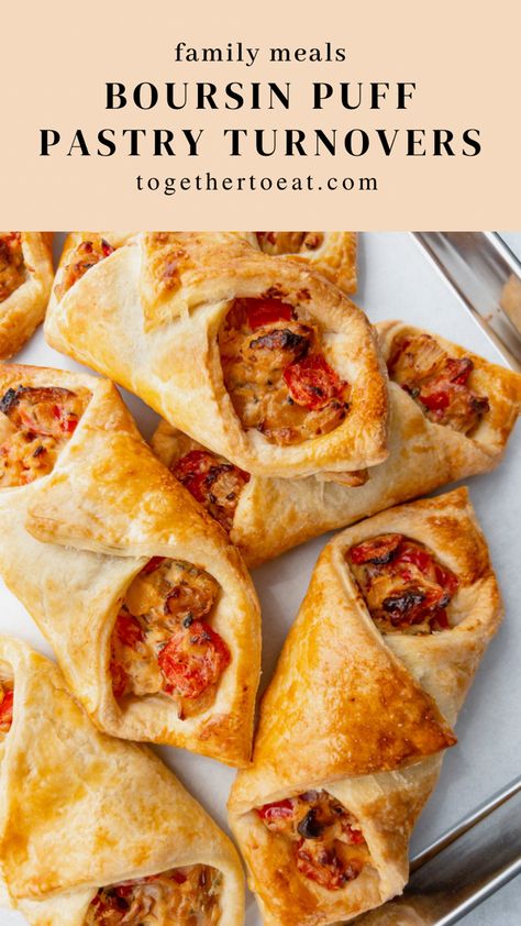 Boursin Puff Pastry Turnovers | Family Meals Boursin Puff Pastry, Cheese Eggs Recipe, Puff Pastry Turnovers, Pastry Turnovers, Boursin Recipes, Puff Pastry Appetizers, Pastry Appetizer, Turnover Recipes, Cheese Puff Pastry