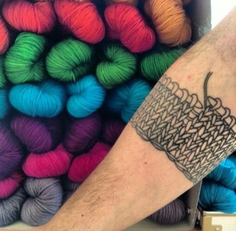 Knit Tattoo Ideas, Knitting Needle Tattoo, Knitted Tattoo, Knitting Tatoos, Knitting Tattoo Ideas, Wool Tattoo, Crafty Tattoo, Knit Tattoo, Crochet Tattoos