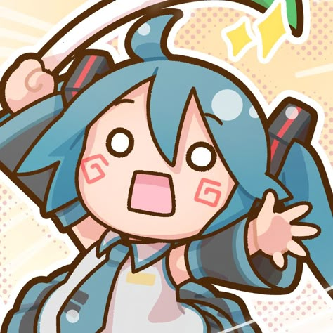 Miku Hatsune Chibi, Arte Gif, Miku Hatsune Vocaloid, Vocaloid Characters, Wow Art, Cute Profile Pictures, Cute Doodles, Hatsune Miku, Blue Hair