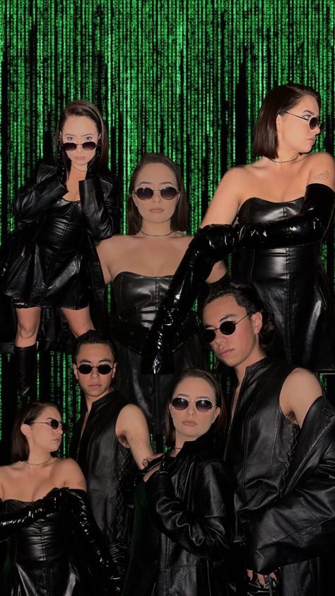 Matrix Group Costume, Matrix Themed Outfit, Matrix Womens Costume, Matrix Couple Costume, Matrix Costume Women, Matrix Themed Party, Mafia Costume Womens, Mafia Theme Party Outfit, Mafia Party Outfit