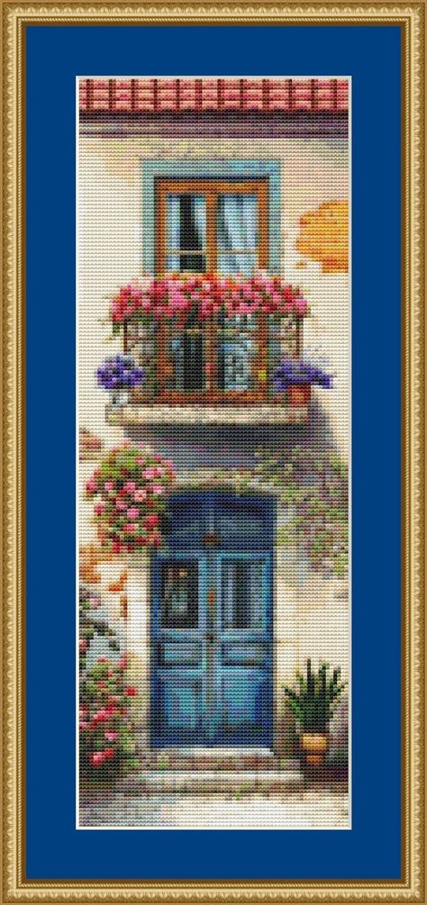 Door Cross Stitch, Front Of A House, Fine Art Cross Stitch, Cross Stitch Home, Cross Stitch Projects Ideas, Cross Stitch Fairy, Cat Cross Stitch Pattern, Cross Stitch Bookmarks, Embroidery Works