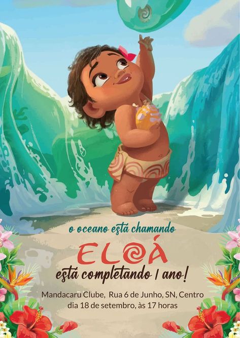 Moana Invitation, Moana Birthday Invitation, Festa Moana Baby, Baby Moana, Baby Birthday Invitations, Baby Animal Drawings, Moana Birthday Party, Fiesta Theme Party, Moana Party