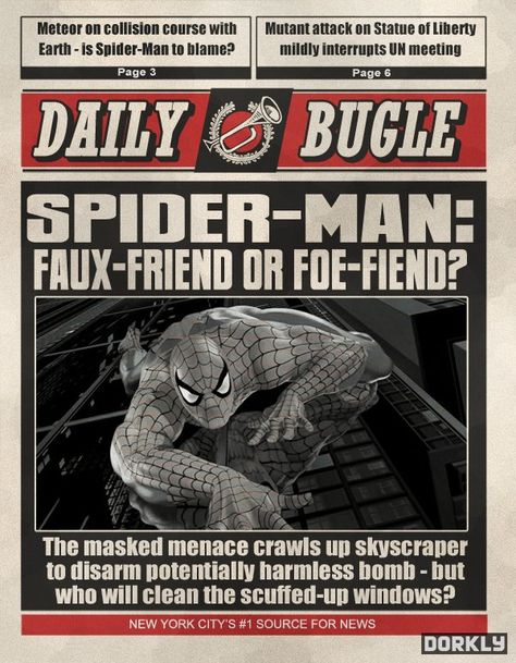 Daily Bugle The Daily Bugle, Spiderman Sam Raimi, Daily Bugle, Image Spiderman, Howard The Duck, Spider Art, Spiderman Birthday, Man Wallpaper, Poster Ads