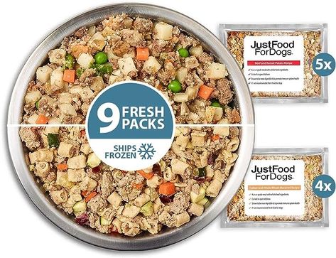 JustFoodForDogs Frozen Fresh Dog Food Topper Starter Pack, Beef & Turkey Recipes, 5.5 oz (Pack of 9) Russet Potato Recipes, Human Grade Dog Food, Fresh Dog Food, Fish And Chicken, Dog Food Brands, Food Topper, Squash Recipes, Sweet Potato Recipes, Full Meal Recipes