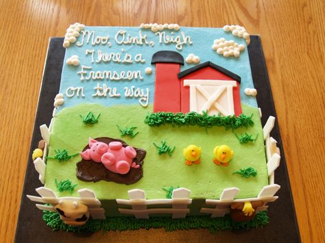 Another cake from CakeCentral... This is the best farm cake I've seen yet! Farm Baby Shower Cake, Farm Cakes, Farm Birthday Cakes, Barnyard Cake, Farm Animal Cakes, Barnyard Birthday Party, Birthday Sheet Cakes, Farm Baby Shower, Farm Themed Birthday Party