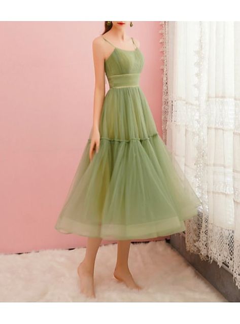 Spring Cocktail Party, Cocktail Party Fashion, Spring Cocktail, Cheap Prom Dresses Online, Backless Formal Dresses, Tea Length Tulle, Homecoming Outfit, Tea Length Bridesmaid Dresses, Floral Headdress