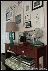 Decorating Tips & Tricks Console With Ottomans, Gallery Wall Tutorial, Decorating A Table, Gallery Wall Inspiration, Creative Walls, Creative Wall, Inspiration Wall, Creative Home, Decorating Tips