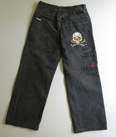 Embroidered Skull, Jnco Jeans, Cool Fits, Swaggy Outfits, Mode Vintage, Dream Clothes, Fashion Killa, Look Cool, Black Denim