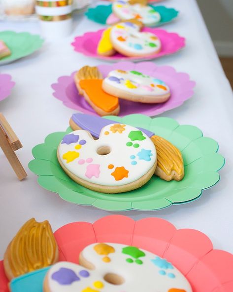 Paint palette and brush sugar cookies from a Neon Art Themed Birthday Party via Kara's Party Ideas KarasPartyIdeas.com (10) Art Party Birthday, Art Birthday Party Invitations, Art Themed Party, Painting Birthday Party, Neon Paint, Artist Birthday, Painting Birthday, Birthday Party Printables, Art Birthday Party