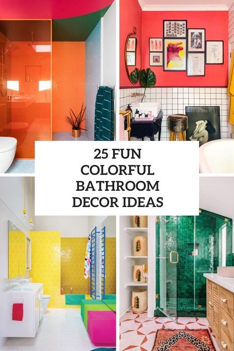 Fun Colorful Bathroom, Bright Color Bathroom, Small Colorful Bathroom, Colorful Small Bathroom, Bright Bathroom Decor, Funky Bathroom Ideas, Bathroom Ideas Colorful, Colorful Bathroom Decor, Colorful Bathrooms