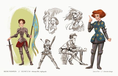 Rachel Thompson Portfolio: 2014 Character Design Portfolio, Artist Background, Rachel Thompson, Joan Of Arc, Concept Art Character, My Portfolio, Female Character, Personal Project, Female Character Design