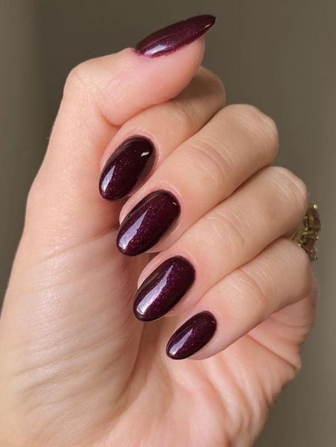 Plain Winter Nails, Dark Plum Nails, Shimmery Nails, Dark Color Nails, Plum Nails, Teal Nails, Plain Nails, November Nails, Winter Nail Art