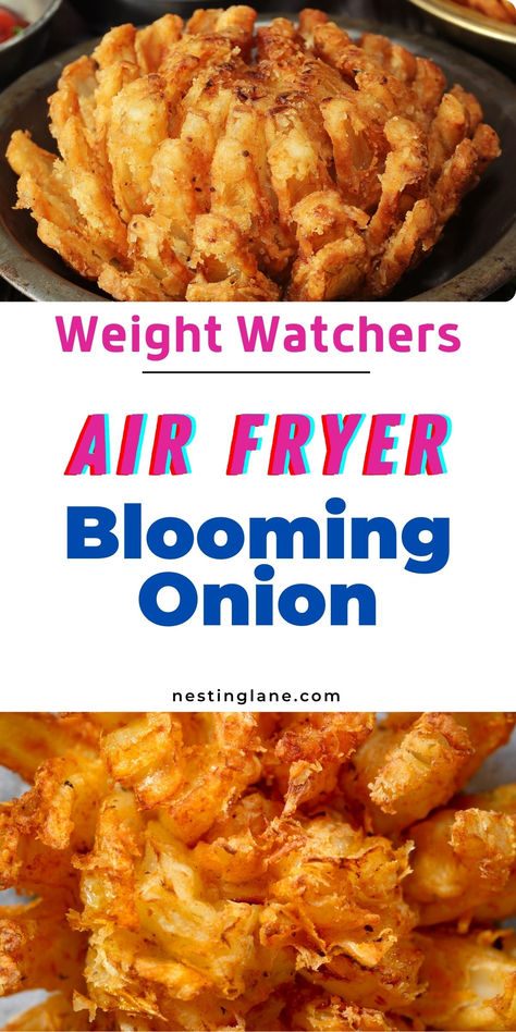 Low Calorie Air Fryer Blooming Onion Recipe (Weight Watchers Friendly). Low Calorie Side Dish Recipes, Weight Watcher Air Fryer Recipes Healthy, Healthy Air Fryer Snacks Low Carb, Air Fryer Ww Recipes, Onion Air Fryer Recipes, Airfryer Blooming Onion, Air Fryer Weight Watchers Recipes, Blooming Onion Recipe Air Fryer, Air Fryer Low Carb Recipes