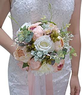 Amazon.com: artificial flower bouquet with bow: Home & Kitchen Angel Wedding, Small Wedding Bouquets, Artificial Wedding Bouquets, Wedding Ceremony Ideas, Bouquet Bride, Silk Bouquet, Wedding Bouquets Bride, Romantic Bouquet, Silk Flower Bouquets