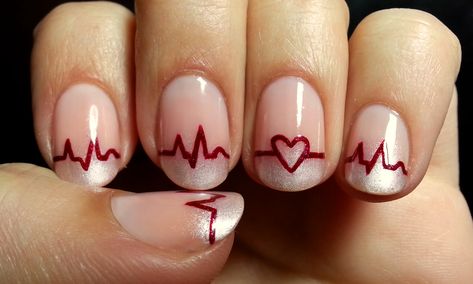 Inspiration for international nurse day Nurse Nails, Valentines Nail, Graduation Nails, Valentine Nail Art, February Nails, Holiday Nail, Nail Designs Valentines, Holiday Nail Art, Manicure Nails