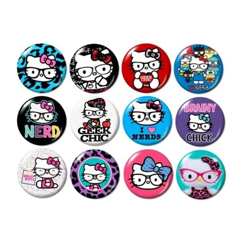 PRICES MAY VARY. You will receive ALL 12 of the Kitty buttons pictured Size: 1.25 inches in diameter Excellent image quality; professionally printed Made with all metal parts These beautiful 1.25" buttons contain awesome images of nerd / geek kitties. They are wonderful for scrapbook pages, handmade jewelry items, stocking stuffers, party favors, lanyard decorations, and inexpensive gifts. Crafty Gifts For Friends, Cool Button Pins, Beanie With Pins, Cool Items To Buy, Cute Things To Buy On Amazon, Cute Button Pins, Pin Ideas Button, Nerd Hello Kitty, Grunge Pins