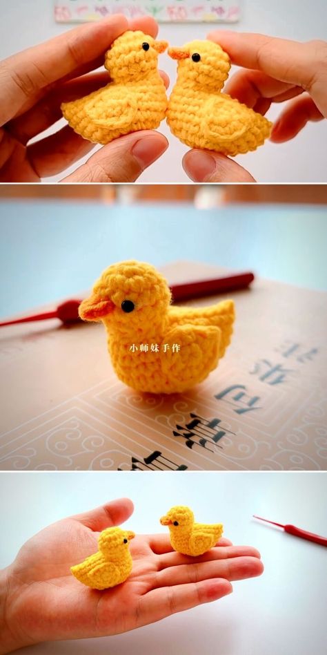 Easy Duck Crochet, Tiny Animals Crochet Pattern, Crochet Cruise Ducks, Crochet Animals Beginner, Mini Chicken Crochet Pattern Free, Crochet Mini Duck Free Pattern, Easy Crochet Duck Pattern Free, Crochet Duck Tutorial, Crochet Engagement Gift