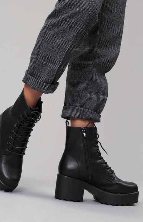 Koi Footwear Gin Platform Military Boots Black Military Style Boots, Koi Footwear, Staple Shoes, Platform Combat Boots, Womens Combat Boots, Studded Boots, Military Boots, Black Dresses Casual, Platform Heel