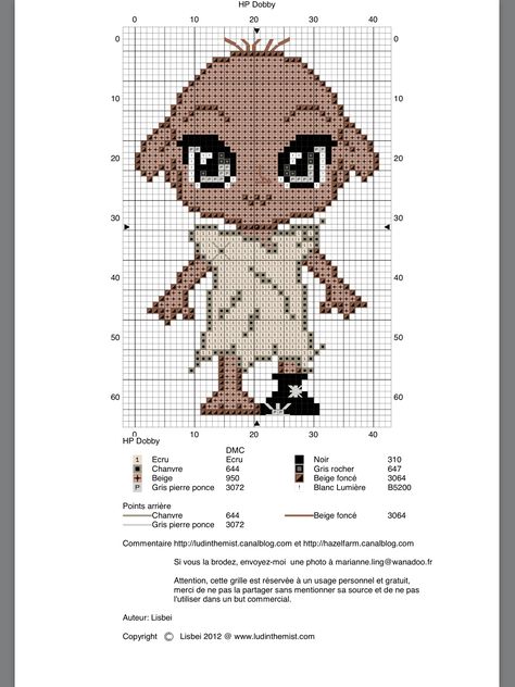 Dobby Cross Stitch, Harry Potter Cross Stitch Pattern, Cross Stitch Harry Potter, Dobby Harry, Harry Potter Blanket, Harry Potter Crochet, Modele Pixel Art, Dobby Harry Potter, Crochet Bookmark