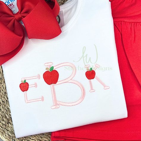 The Apple alphabet is finally here! 🍎 This one has been a month in the making! But I think it was worth it! 🤩 I love how versatile these fonts are and how they can be used as a name or a monogram or they pair perfectly with the playful print font! I can’t wait to see how you use it! It’s listed and on sale until Wednesday night! Thank you @subtlysouthern for this sweet stitch out! Happy stitching! 🪡 Apple Alphabet, Applique Stitches, School Birthday, Print Fonts, Mini Apple, Satin Stitch, Animal Birthday, Digital Embroidery, Machine Embroidery Design