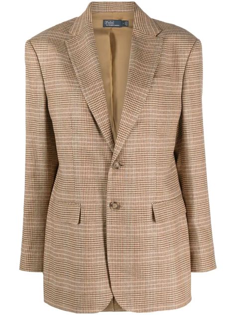 Polo Ralph Lauren Checked single-breasted Blazer - Farfetch Blazer Designs, Water Consumption, Ralph Lauren Outfits, Womens Blazers, Plaid Blazer, Linen Blazer, Harmful Chemicals, Environmental Impact, Check Pattern