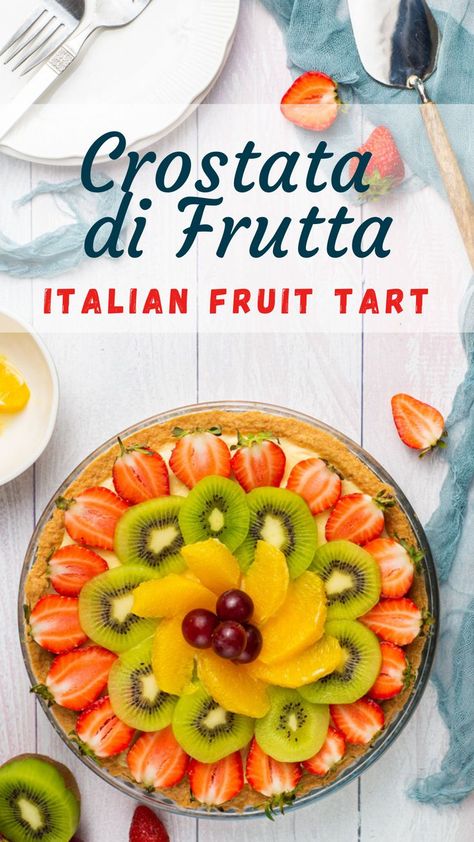 A Italian fruit tarte, known as Crostata di Frutta Fruit Tart Recipe Easy, Italian Fruit, Masterchef Recipes, Fruit Tart Recipe, Shortcrust Pastry, Pastry Cream, Pies & Tarts, Fruit Tart, Italian Desserts