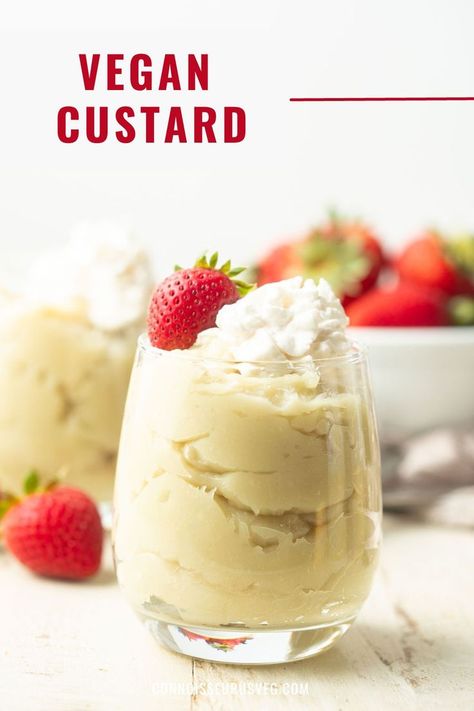 This vegan custard is thick, creamy, and packed with sweet vanilla flavor! It's also super easy to make with just a handful of ingredients, and perfect for everything from filling cakes and pies to enjoying by the spoonful. Vegan Custard Recipe, Vegan Custard, Cakes And Pies, Custard Pie Recipe, Vegan Pudding, Custard Recipe, Vegan Whipped Cream, Custard Recipes, Yellow Foods