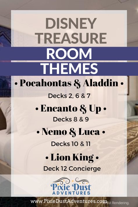 Unlike the classic Disney ships where uniformity reigned supreme, the Disney Treasure, presents a tantalizing array of 10 unique room themes that promise to whisk us away to different realms of Disney magic. Cruise Ship Rooms, Disney Wish Cruise Ship, Treasure 10, Disney Wish Cruise, Disney Treasure, Disney Cruise Vacation, Disney Wish, Disney Ships, Orlando Theme Parks