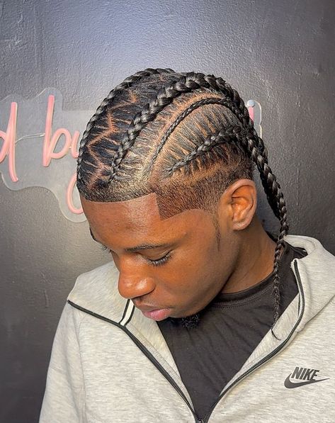 Temp Fade With Braids, Fade With Braids, Fade Braids, Men Hairline, Cornrows For Boys, Donate Hair, Temp Fade, Male Braids, Twist Hair Men