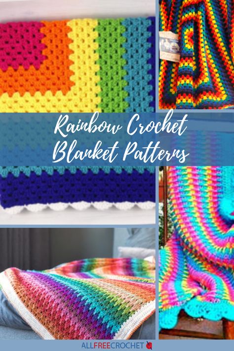 Rainbow Crochet Blanket Pattern, Rainbow Crochet Blanket, Crochet Blanket Rainbow, Blankets Knitted, Rainbow Baby Blanket, Crochet Studio, Crochet Baby Blanket Beginner, Cute Crochet Ideas, Learning To Crochet