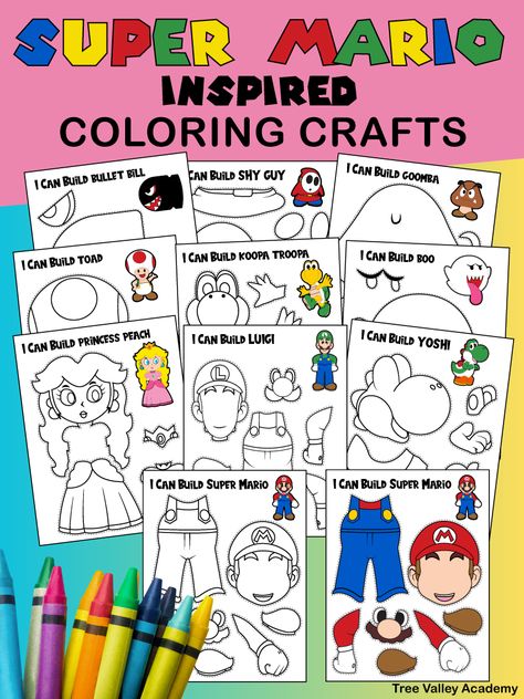 Super Mario Activities Free Printable, Mario And Luigi Crafts, Super Mario Worksheets, Mario Activity Sheets, Super Mario Activities For Kids, Super Mario Crafts For Kids, Mario Crafts For Kids, Super Mario Printables, Mario Activities